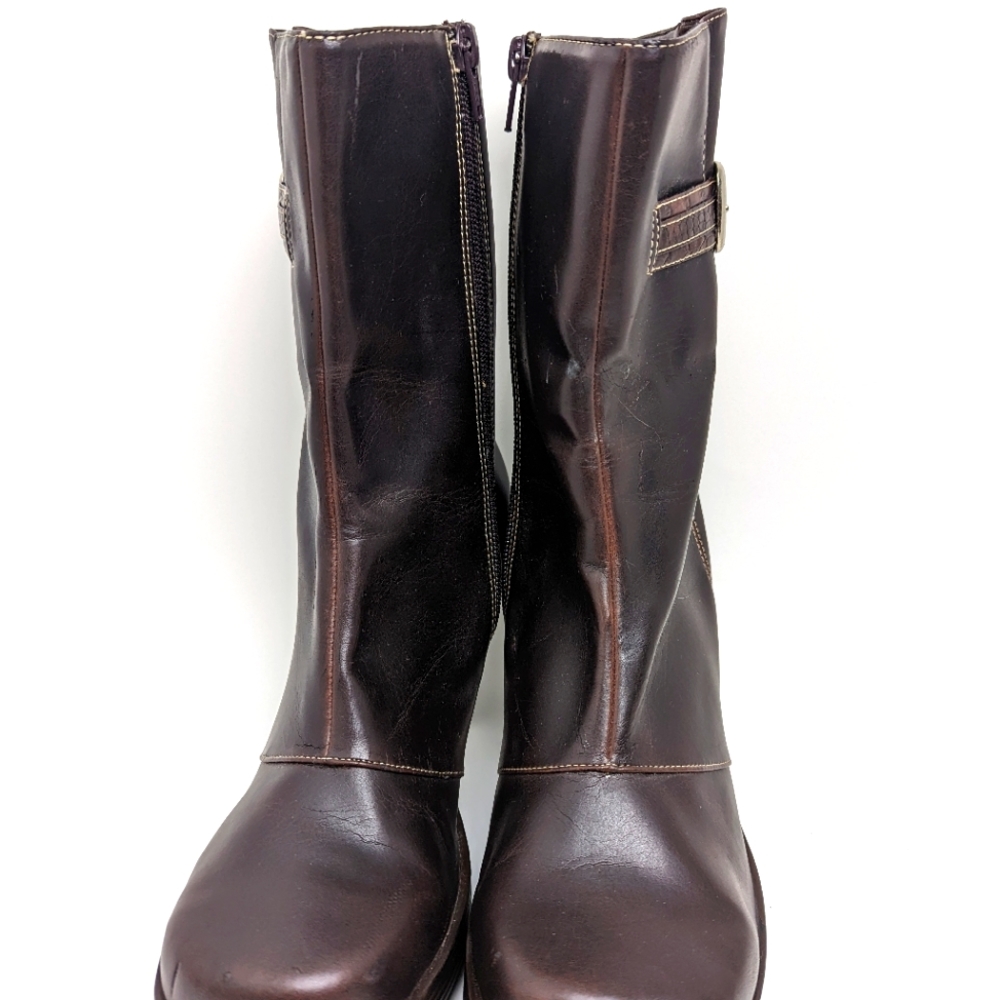 Vintage LEI Boots Brown Y2K 90s Platform Zip Boots Size 9 - Picture 6 of 13